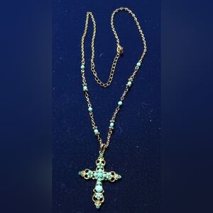 Turquoise Beaded Cross Pendant